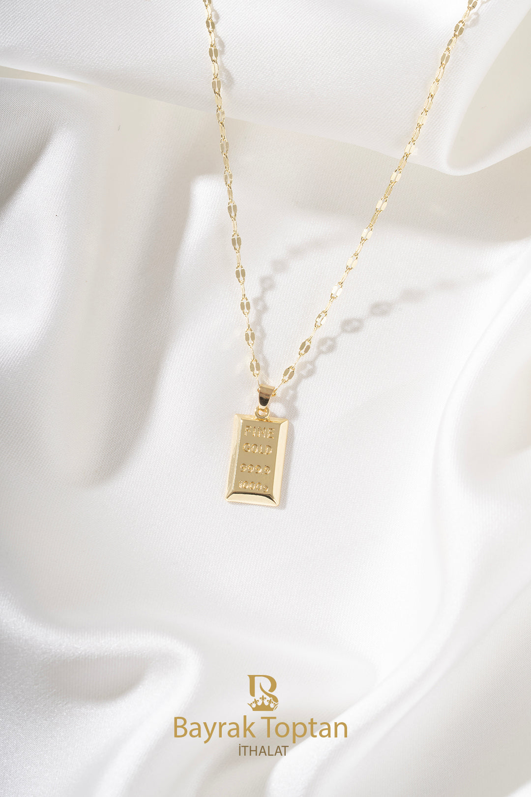 14 K Gold Külçe Kolye | BK 338 | (30+5) CM