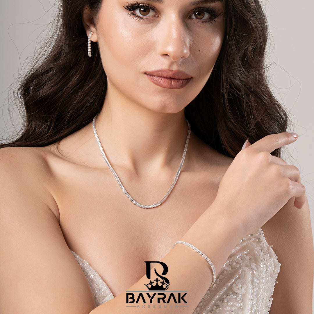 ILARIA - 170 - / Zirkon Taşlı Su Yolu Gelin Seti