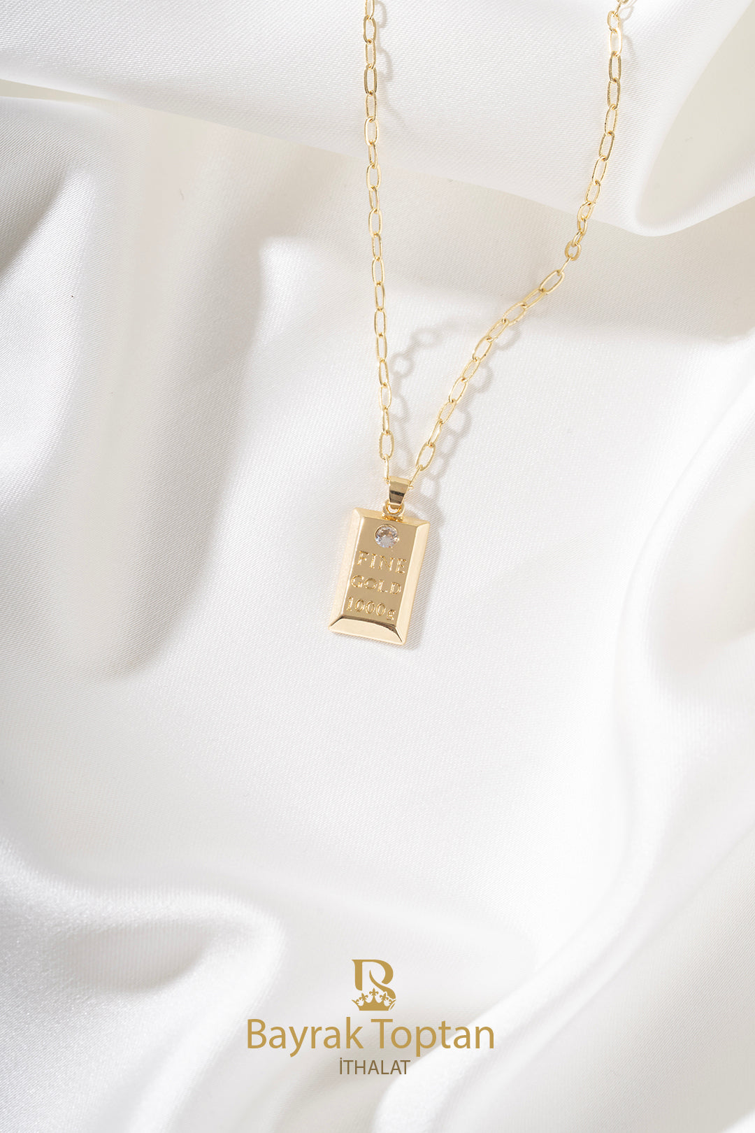 14 K Gold Külçe Kolye | BK 340 | (30+5) CM