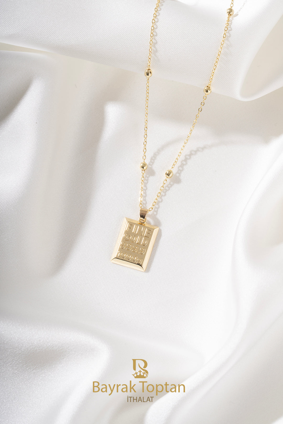 14 K Gold Külçe Kolye | BK 342 | (30+5) CM