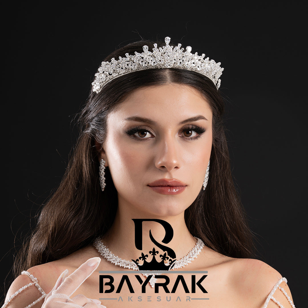 ELARİS - 520 - / Zirkon Taşlı Gelin Tacı
