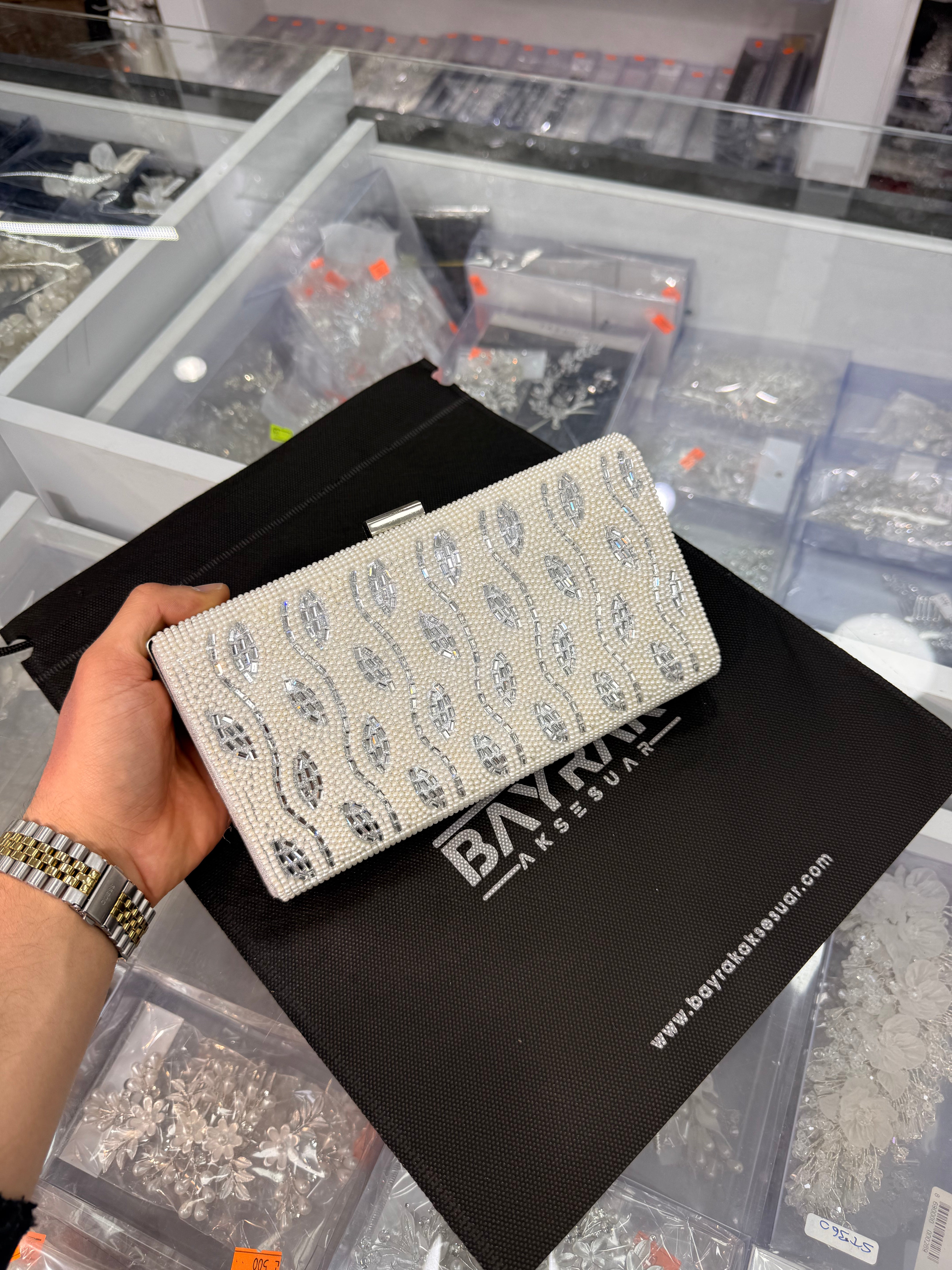 İNCİLİ TAŞLI ABİYE ÇANTA - BÇNT 270