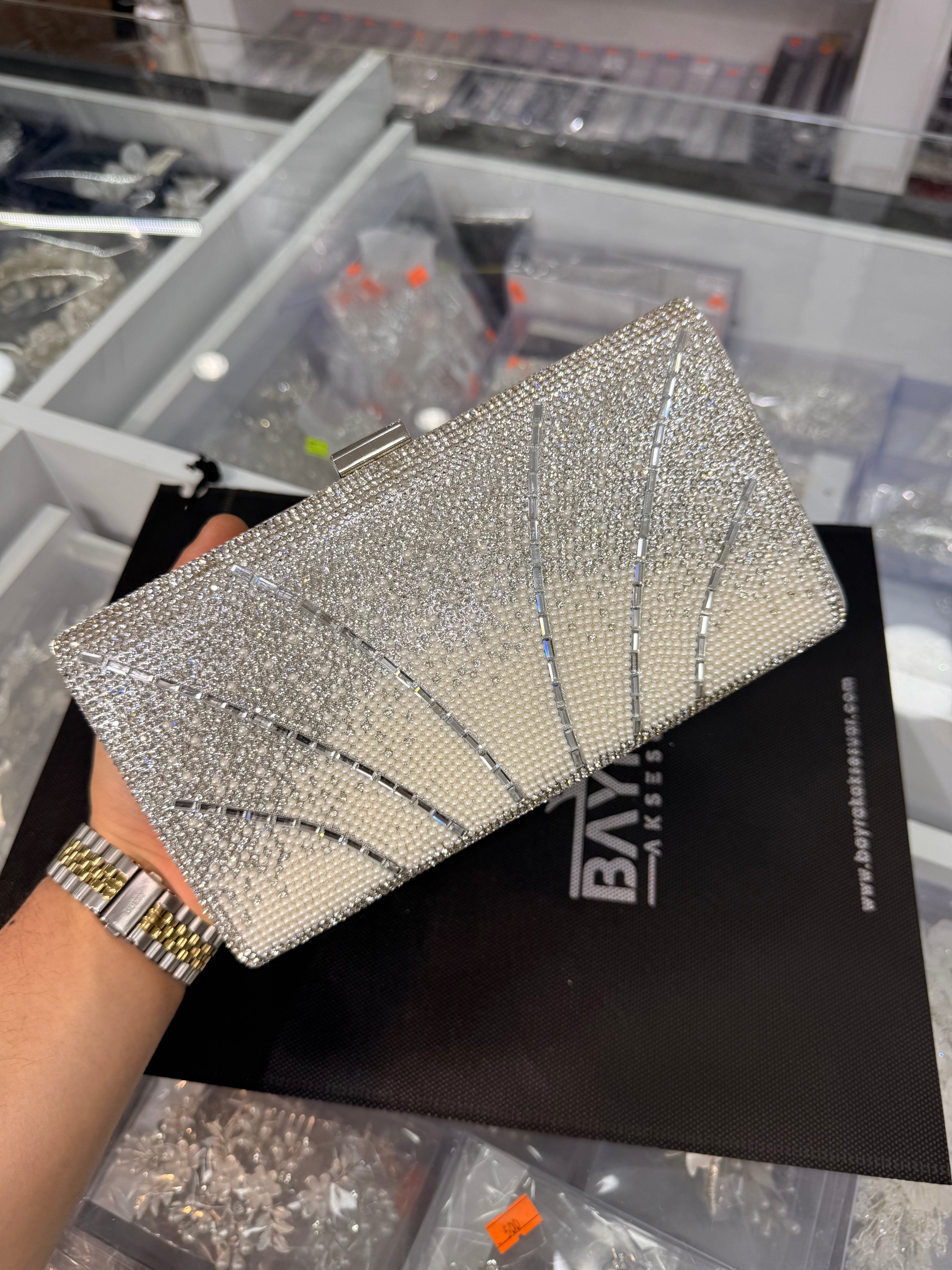 TAŞLI İNCİLİ ABİYE ÇANTA - BÇNT 290