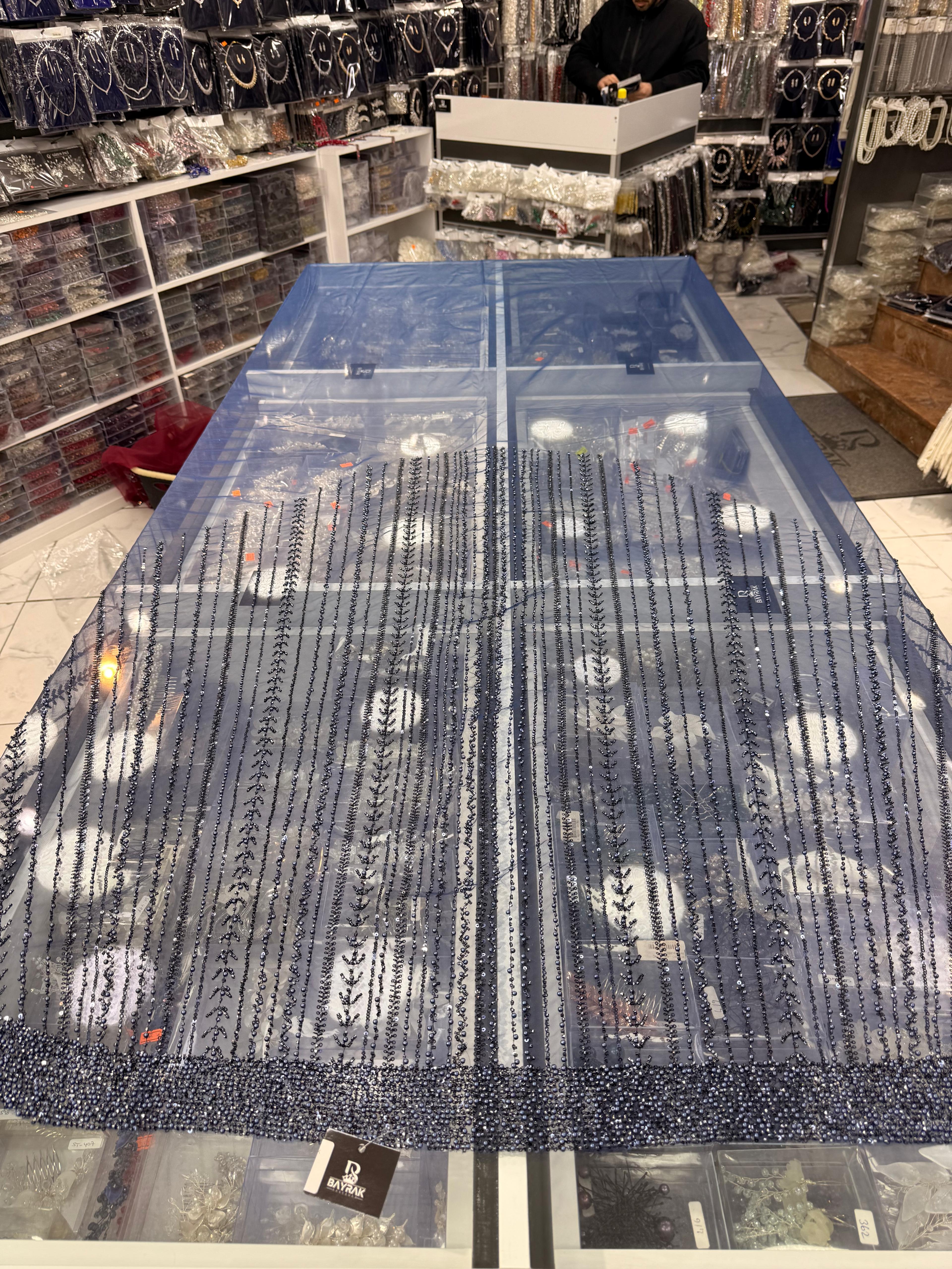 BD 319 | Makine İşlemesi Duvak Lacivert