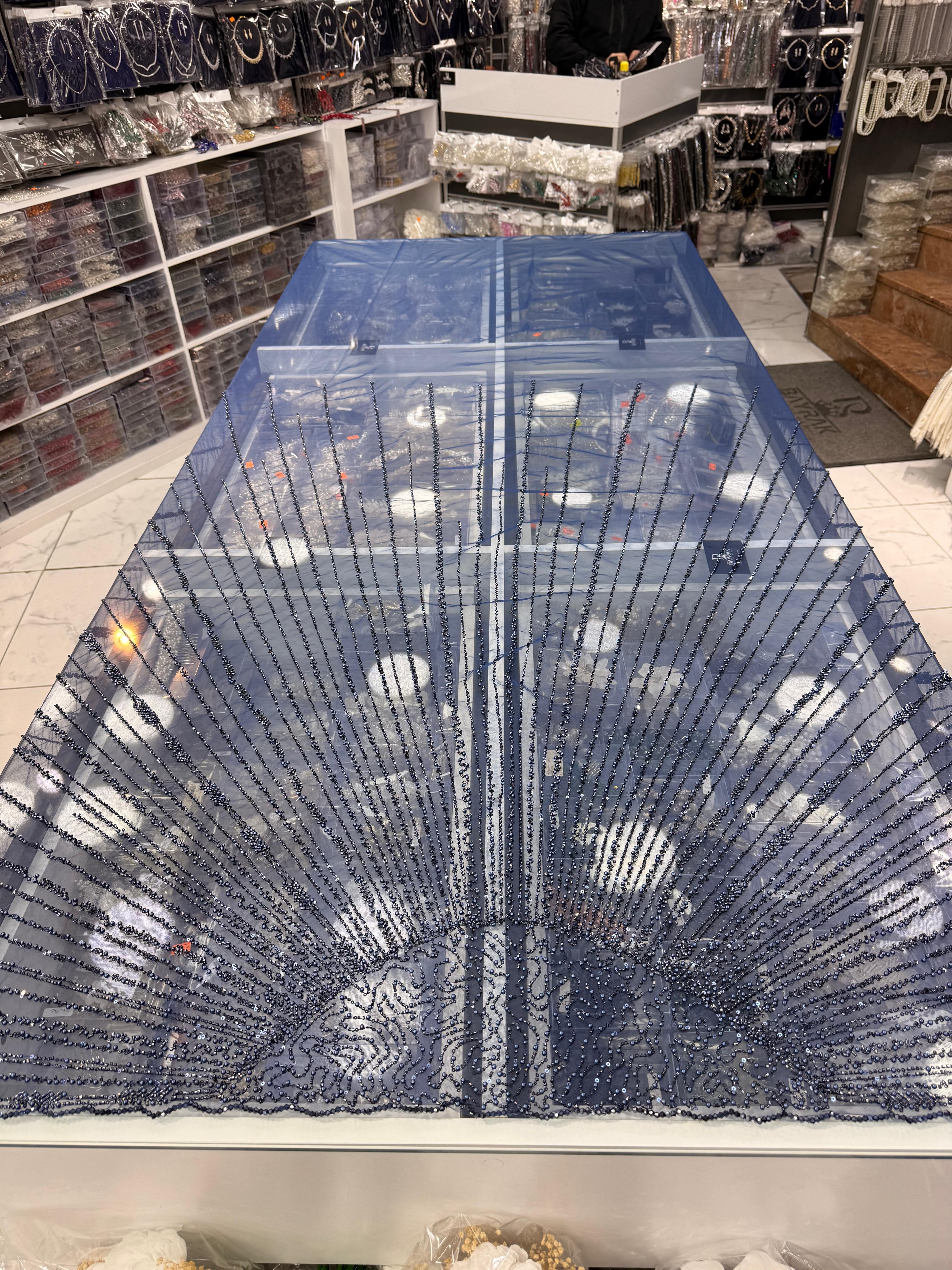 BD 374 | Makine İşlemeli Duvak Lacivert