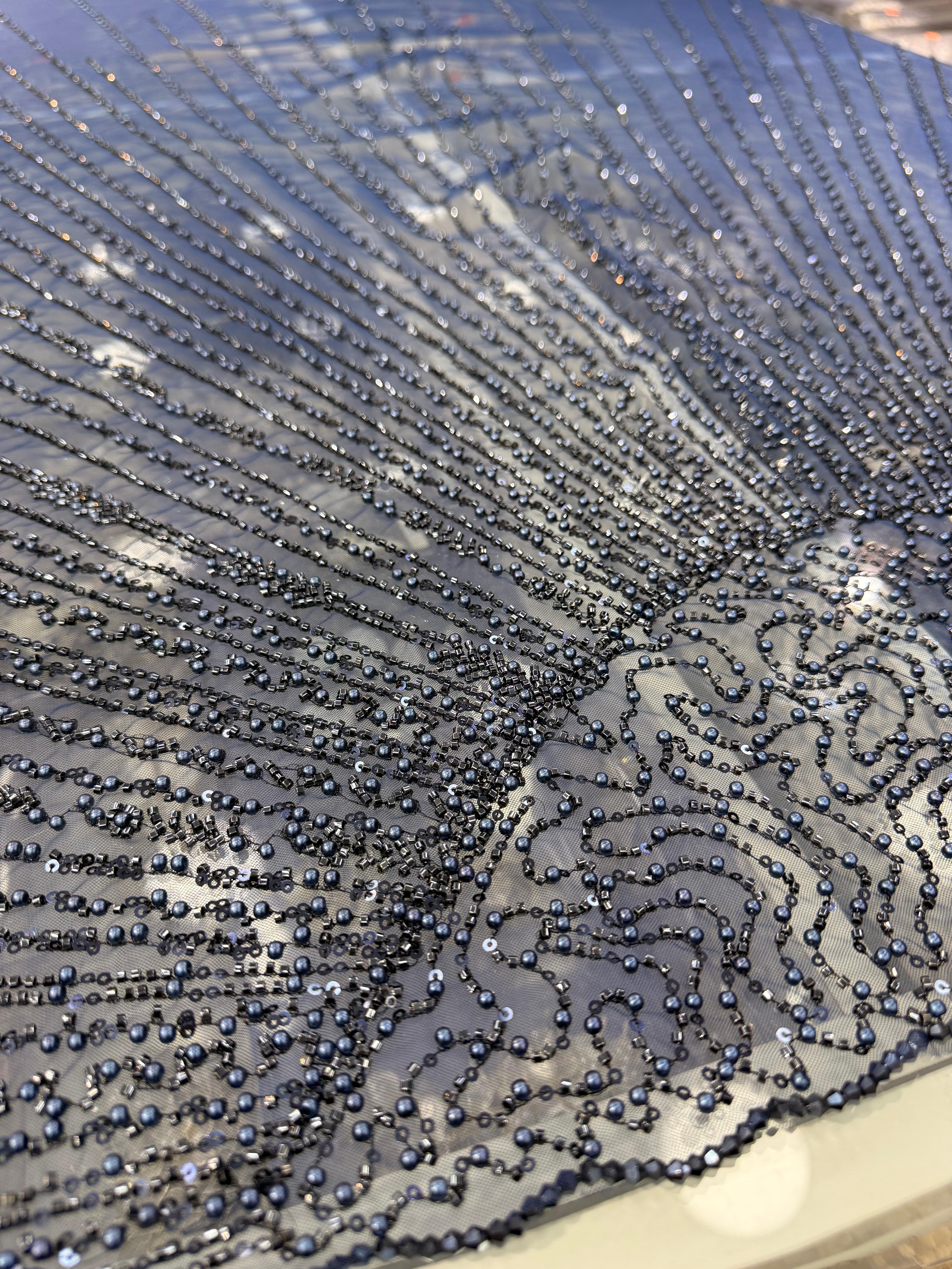 BD 374 | Makine İşlemeli Duvak Lacivert