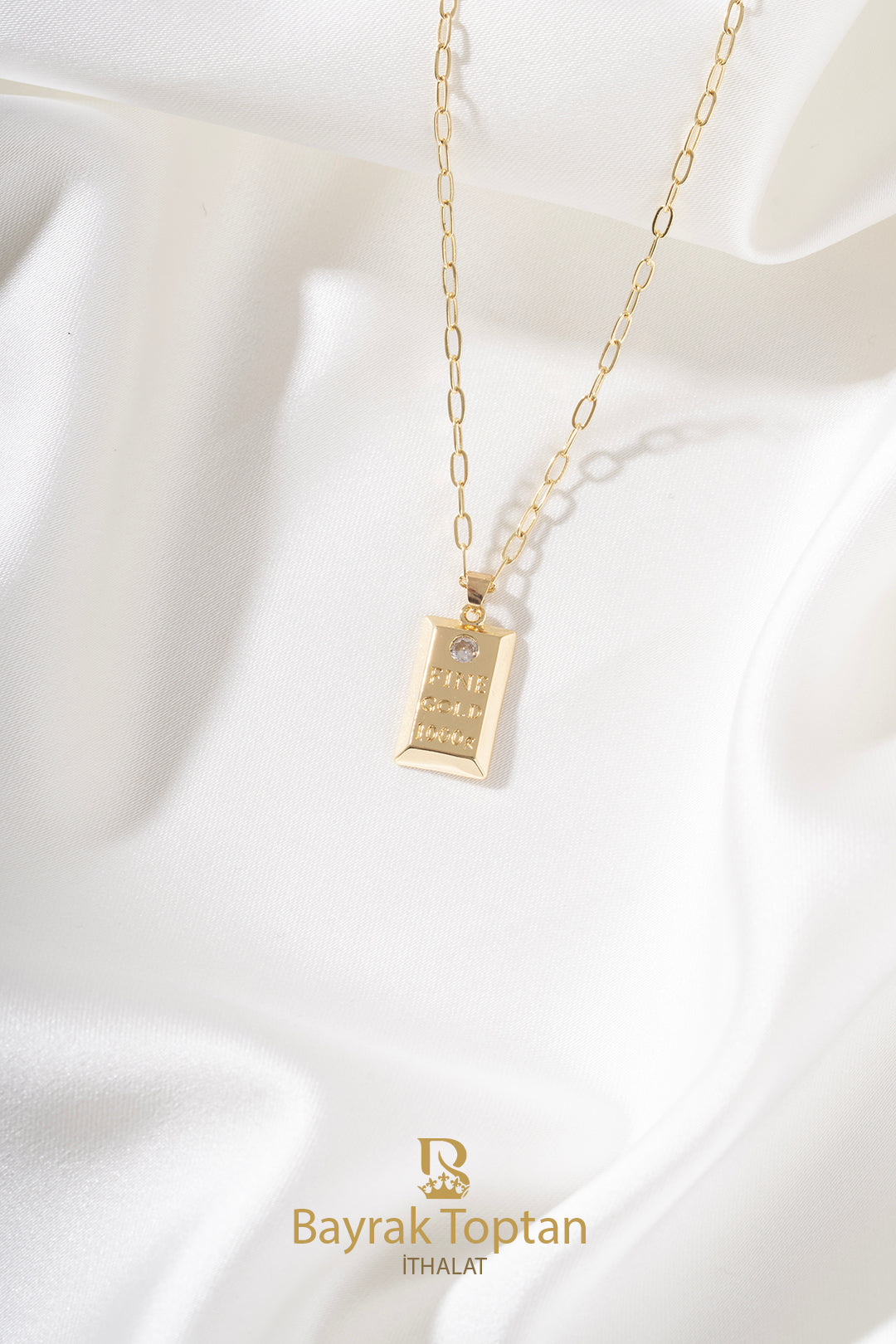 14 K Gold Külçe Kolye | BK 344 | (30+5) CM