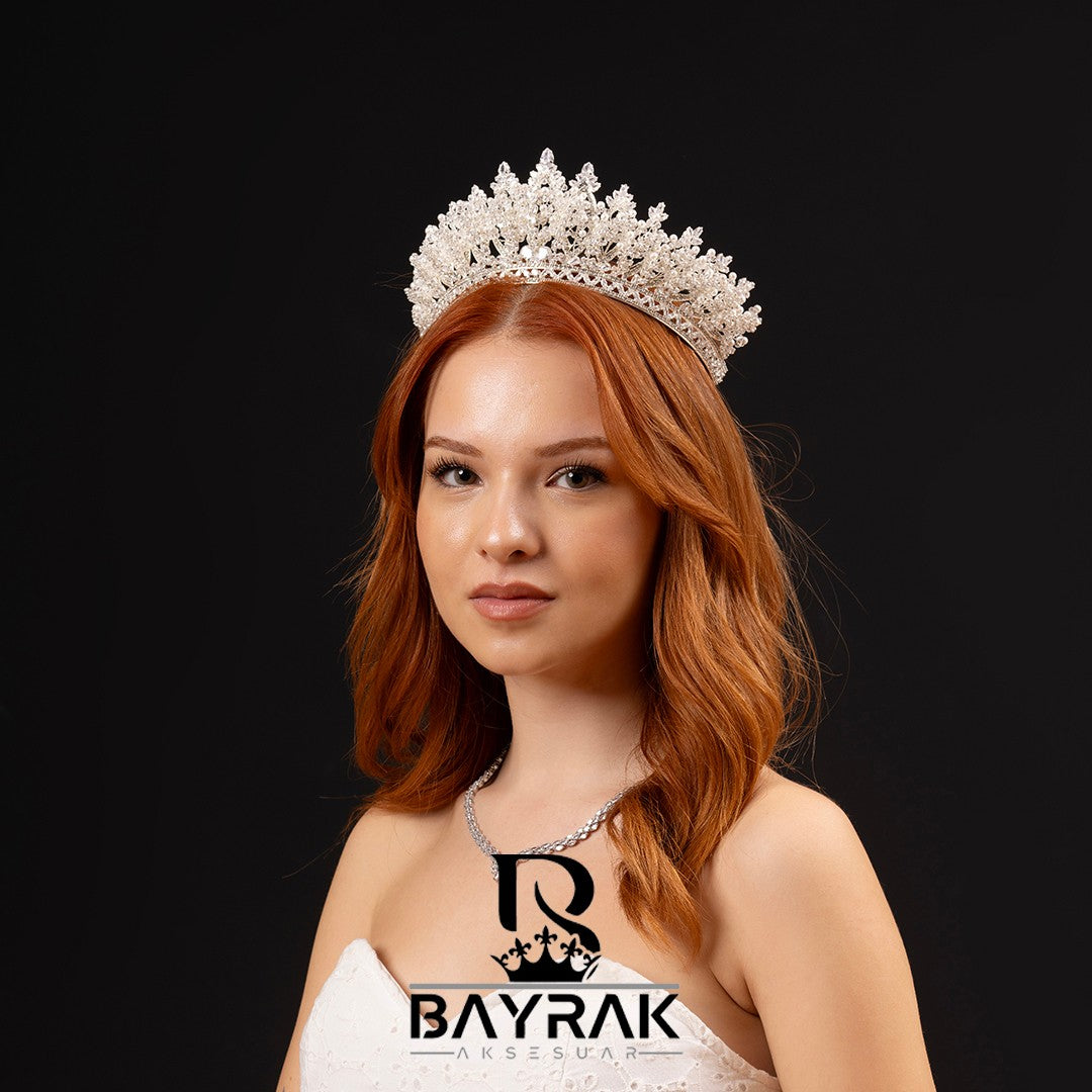LANA - 820 - / 3 Boyutlu Zirkon Taşlı Gelin Tacı
